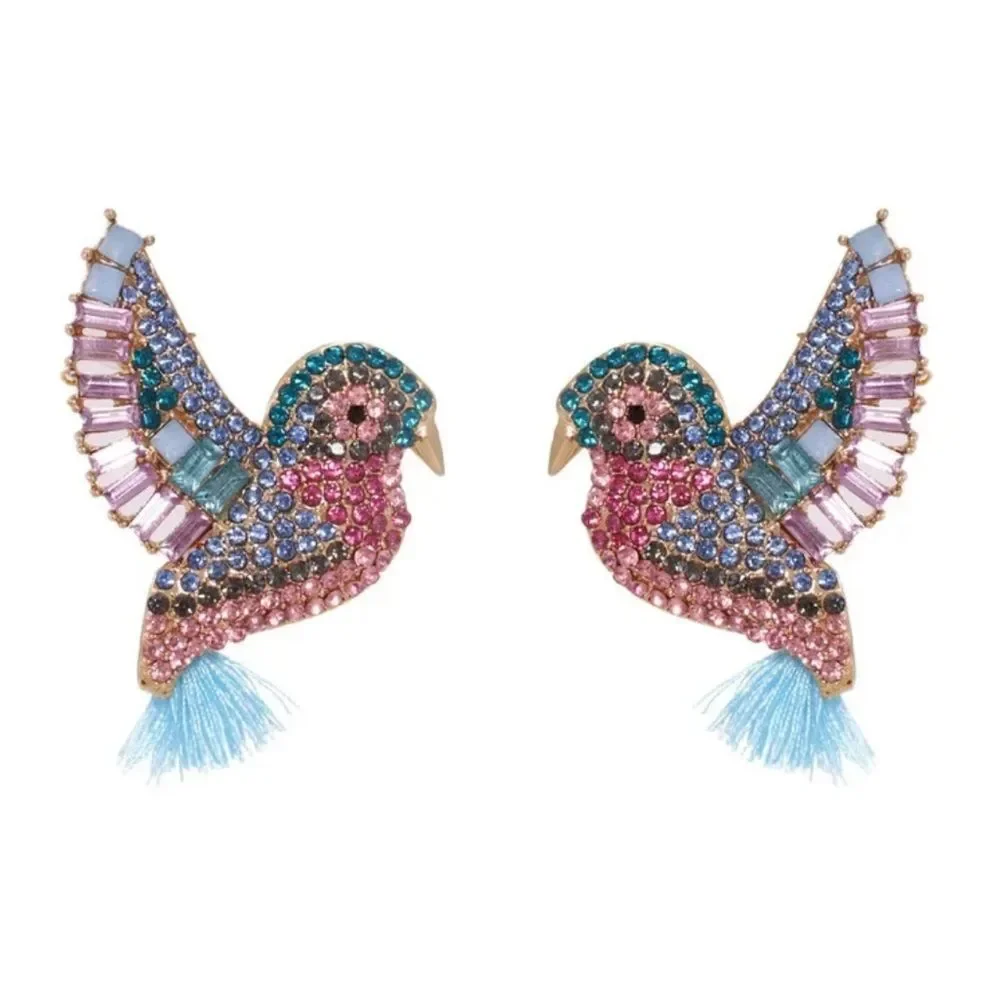 Diamond boho bird earrings N395 - Picture 1 of 4